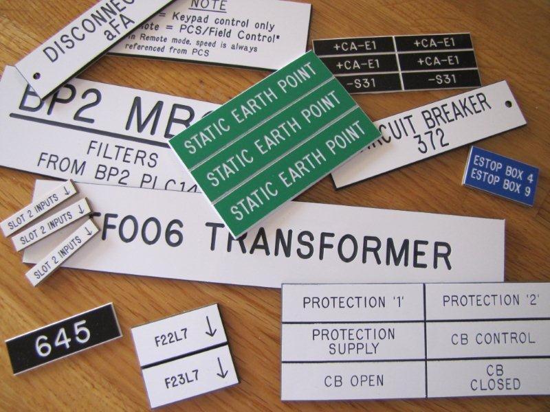 Laberton Pty Ltd Samples of Engraved Labels; Electrical Switchboard